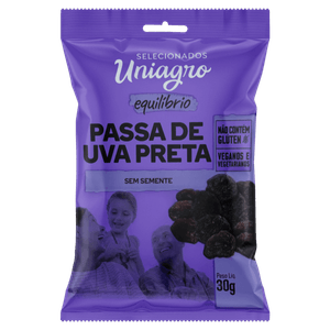 Uva-Passa Preta sem Semente Uniagro Pacote 30g