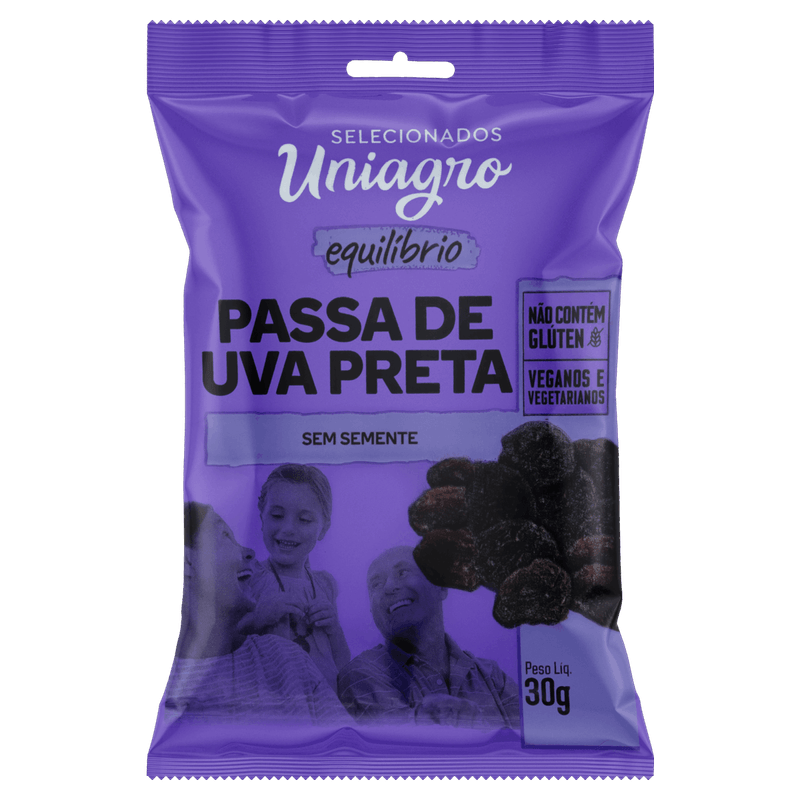 Uva-Passa-Preta-sem-Semente-Uniagro-Pacote-30g