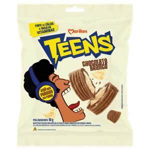 Biscoito Recheio Chocolate Branco Marilan Teens Pacote 80g