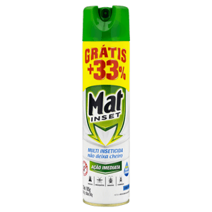 Multi-Inseticida Aerossol Ação Imediata Base Água sem Cheiro Mat Inset Frasco 360ml Grátis 33%