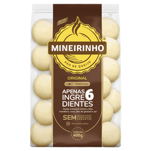 Pão de Queijo Congelado Tradicional Original Mineirinho Pacote 400g