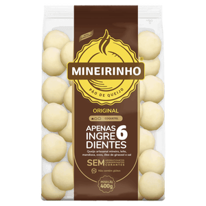 Pão de Queijo Congelado Coquetel Mineirinho Pacote 400g