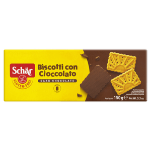 Biscoito Cobertura Chocolate Amargo sem Glúten Schär Caixa 150g