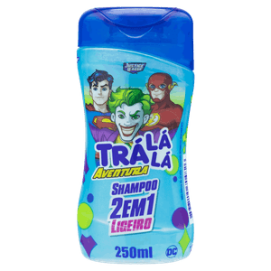 Shampoo Infantil 2 em 1 Justice League Trá Lá Lá Aventura Ligeiro Frasco 250ml