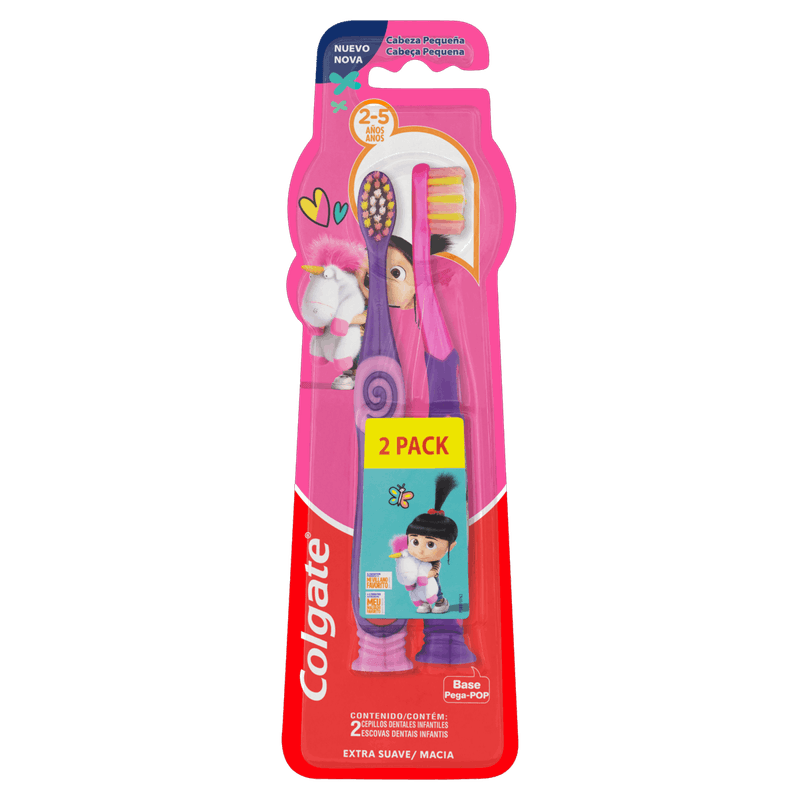 Escova-Dental-Infantil-Extra-Suave-e-Macia-Meu-Malvado-Favorito-Colgate-Cabeca-Pequena-2-Unidades