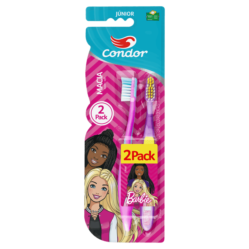 Escova-Dental-Macia-Barbie-Condor-Junior-Cabeca-P-Leve-2-Pague-1-Unidade