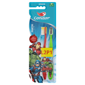 Escova Dental Macia Avengers Condor Júnior Cabeça P Leve 2 Pague 1 Unidade