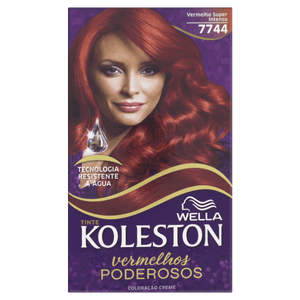 Kit Coloração Creme 7744 Vermelho Super Intenso Wella Koleston Vermelhos Poderosos