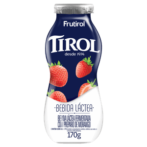 Bebida Láctea Fermentada Morango Tirol Frutirol Frasco 170g