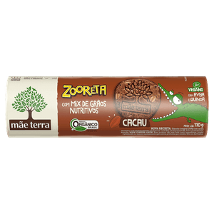 Biscoito Integral Orgânico Cacau Mãe Terra Zooreta Pacote 110g