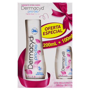 Kit Sabonete Líquido Íntimo Femina Floral 200ml + 100ml Dermacyd Pro-Bio