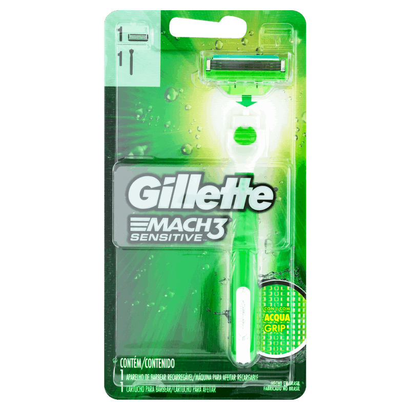 Aparelho-Recarregavel-e-Carga-para-Barbear-Gillette-Mach3-Sensitive