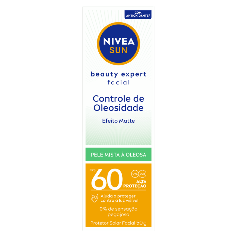 Protetor-Solar-Facial-Controle-de-Oleosidade-FPS-50-Nivea-Sun-Beauty-Expert-Caixa-50g