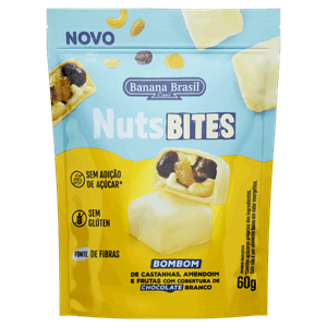 Bombom Castanhas, Amendoim e Frutas Banana Brasil Nuts Bites Pouch 60g