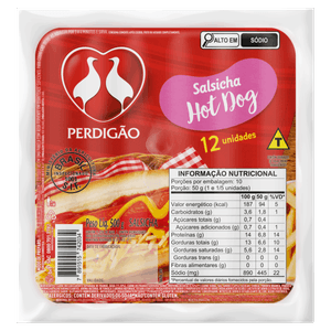 Salsicha Hot-Dog Perdigão 500g 12 Unidades