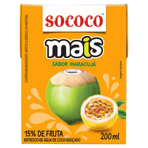 Água de Coco Maracujá Sococo Mais Caixa 200ml