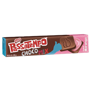 Biscoito Chocolate Recheio Morango Passatempo Choco Mix Pacote 130g