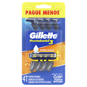 Aparelho Descartável para Barbear Gillette Prestobarba3 Leve 4 Pague 3 Unidades