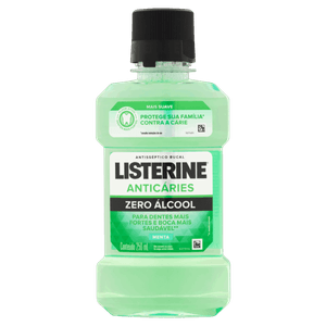 Enxaguante Bucal Antisséptico Zero Álcool Menta Listerine Anticáries Frasco 250ml