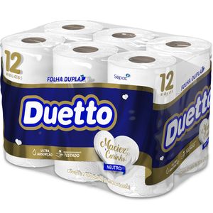 Papel Higiênico Folha Dupla Neutro Duetto 30m Pacote 12 Unidades