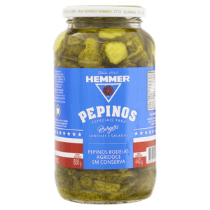 Pepino em Conserva em Rodelas Agridoce Hemmer Vidro 440g