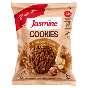 Biscoito Cookie Integral Avelã e Gotas de Chocolate Jasmine Pacote 120g