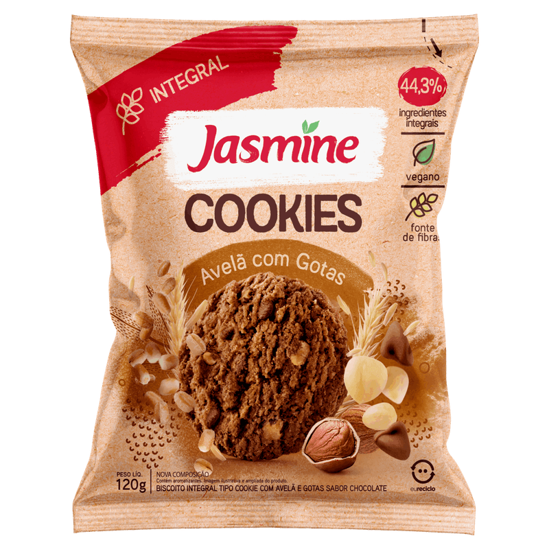 Biscoito-Cookie-Integral-Avela-e-Gotas-de-Chocolate-Jasmine-Pacote-120g