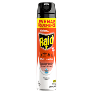 Inseticida Aerossol Multi-Insetos Raid Frasco 300ml Grátis 150ml