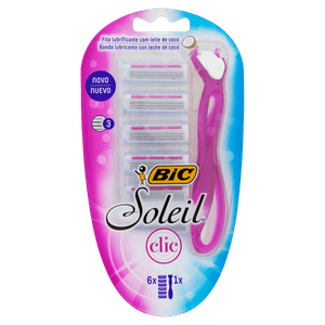 Kit 1 Aparelho Recarregável para Depilar + 6 Cargas Bic Soleil Clic