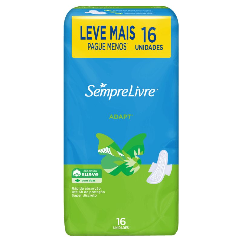 Absorvente-com-Abas-Suave-Sempre-Livre-Adapt-Pacote-16-Unidades-Leve-Mais-Pague-Menos