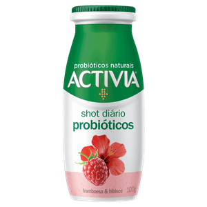 Leite Fermentado Framboesa e Hibisco Zero Lactose Activia Shot Diário Frasco 100g