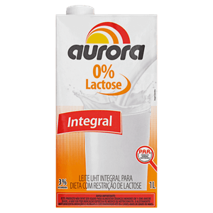 Leite UHT Integral Zero Lactose Aurora Caixa 1l