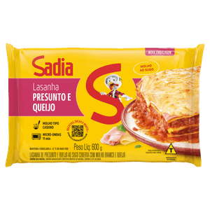 Lasanha Presunto e Queijo ao Sugo Sadia Pacote 600g