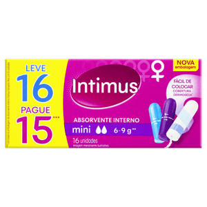 Absorvente Interno Intimus Mini Caixa Leve 16 Unidades Pague 15 Unidades