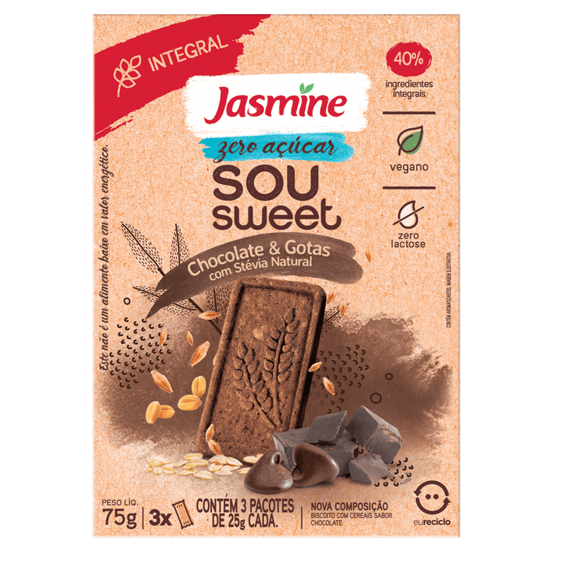 Biscoito-Vegano-Chocolate---Gotas-Zero-Acucar-Jasmine-Sou-Sweet-Caixa-75g