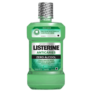 Enxaguante Bucal Antisséptico Zero Álcool Menta Listerine Anticáries Frasco 500ml