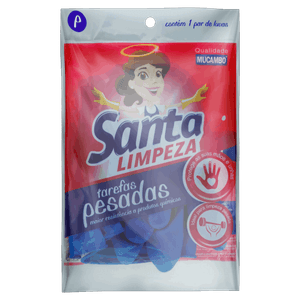 Luva Limpeza Pesada Azul Mucambo Santa Limpeza M