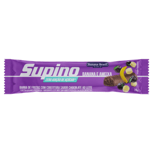 Barra de Frutas Banana e Ameixa Cobertura Chocolate ao Leite Supino Pacote 24g