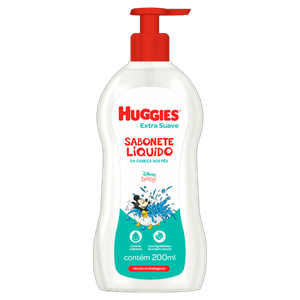 Sabonete Infantil Líquido da Cabeça aos Pés Extra Suave Disney Baby Huggies Frasco 200ml