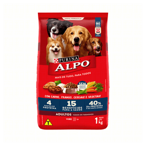 Alimento para Cães Adultos Todos os Tamanhos Carne, Frango, Cereais e Vegetais Purina Alpo Pacote 1kg