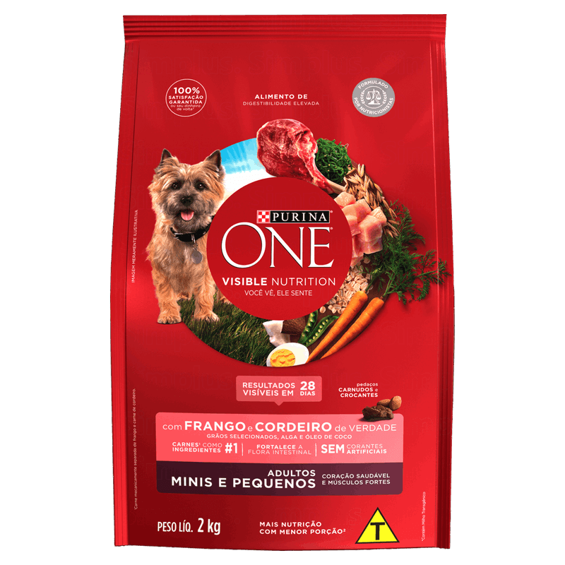 Alimento-para-Caes-Adultos-Racas-Minis-e-Pequenas-Frango-e-Cordeiro-Purina-One-Visible-Nutrition-Pacote-2kg