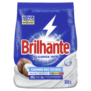 Lava-Roupas Pó Roupas Brancas e Coloridas Brilhante Delicadeza Total Pacote 800g