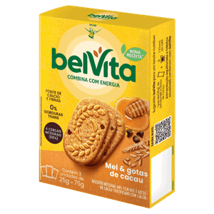 Biscoito Integral Mel & Gotas de Cacau Belvita Caixa 75g 3 Unidades