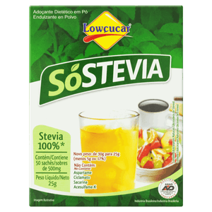 Adoçante em Pó Lowçucar SóStevia Caixa 25g 50 Unidades