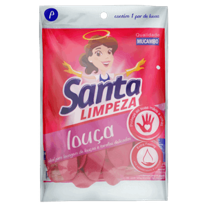 Luva para Louça Rosa Mucambo Santa Limpeza P