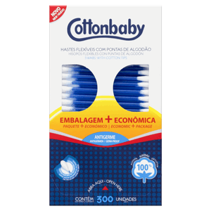 Hastes Flexíveis Cottonbaby Caixa 300 Unidades