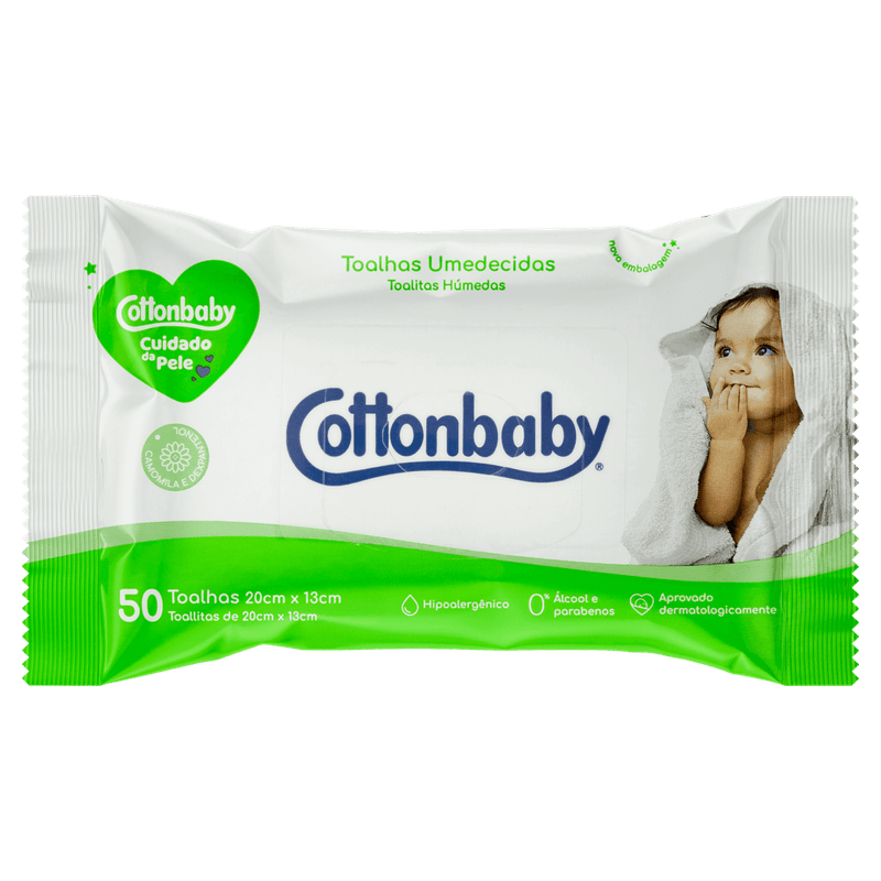 Toalha-Umedecida-Cuidado-da-Pele-Cottonbaby-Premium-Pacote-50-Unidades