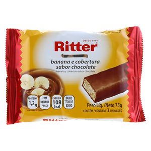 Barra de Cereal Banana com Cobertura de Chocolate Ritter Pacote 75g 3 Unidades