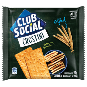 Pack Biscoito Crostini Original Club Social Pacote 80g 4 Unidades