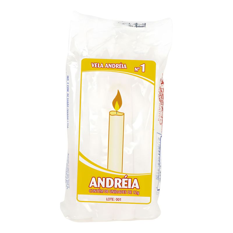 Vela-Comum-N1-Branca-Andreia-Pacote-8-Unidades-12g-cada